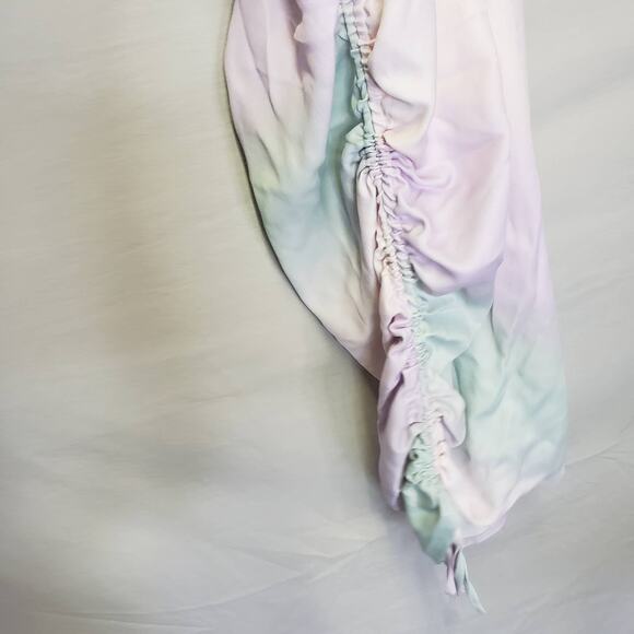 ZARA Tie Dye Satin Effect Mini Dress Drawstring & Cutouts Large - Picture 9 of 10